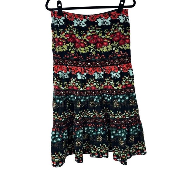 Kenzie‎ Girl Corduroy Mixed Print Midi Skirt Floral Studded - Picture 2 of 9
